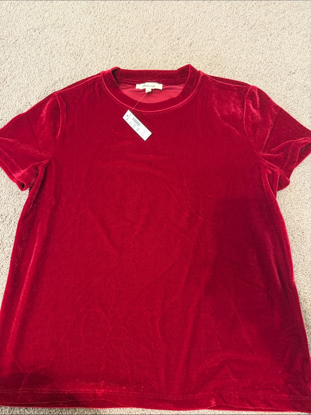 Madewell Velvet Short-Sleeve Tee - Red